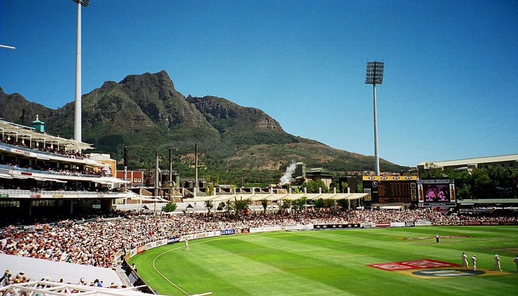 Newlands stadium in Cape Town with Table Mountain – one of the world’s most iconic cricket grounds