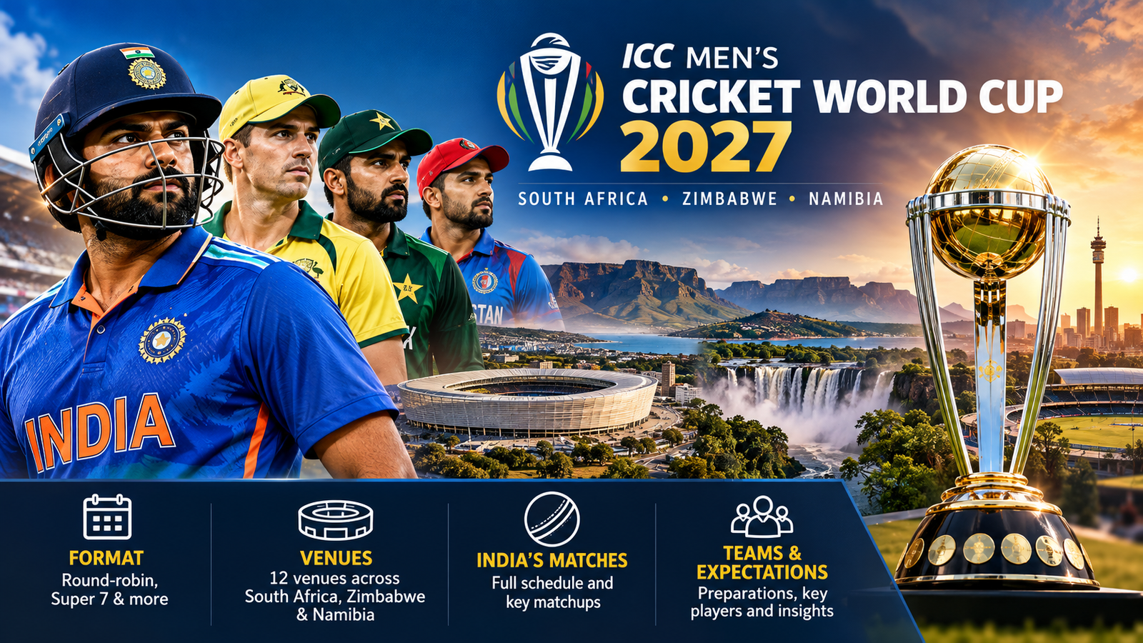 ICC Men’s Cricket World Cup 2027: Format, Venues and India’s Match Schedule